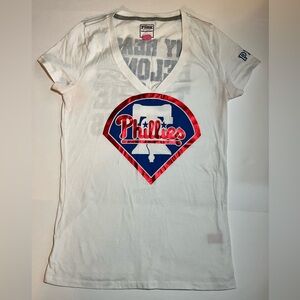PINK Victoria's Secret MLB Phillies Collab Metallic Logo Fitted Womens Large
